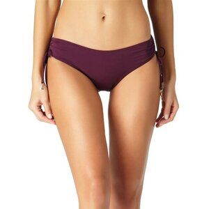 NWT Anne Cole Solid Maroon XS Strappy Cheeky Bikini Swim Bottoms #104092
